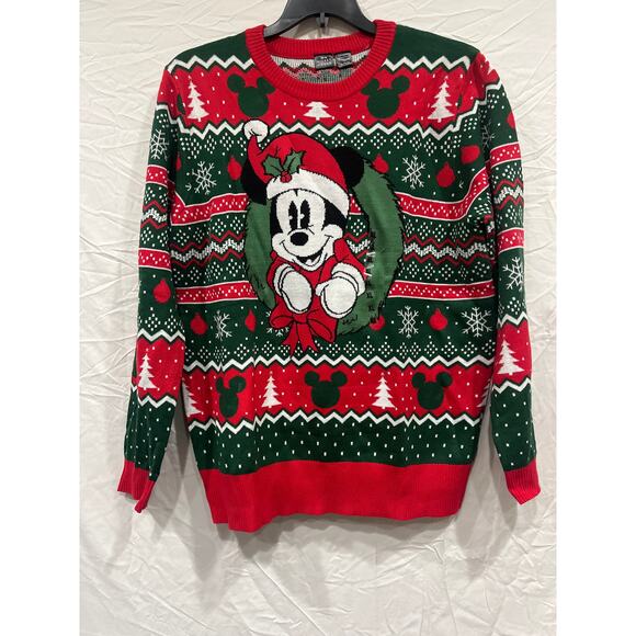 Disney Mickey Mouse Holiday Knit Sweater Christmas Fair Isle Men’s X-Large - Picture 1 of 9